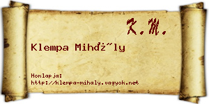 Klempa Mihály névjegykártya